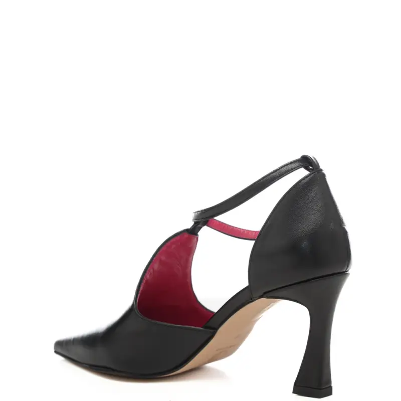 scarpe da donna con cinturino alla caviglia collegato alla parte frontale nere miniatura 3