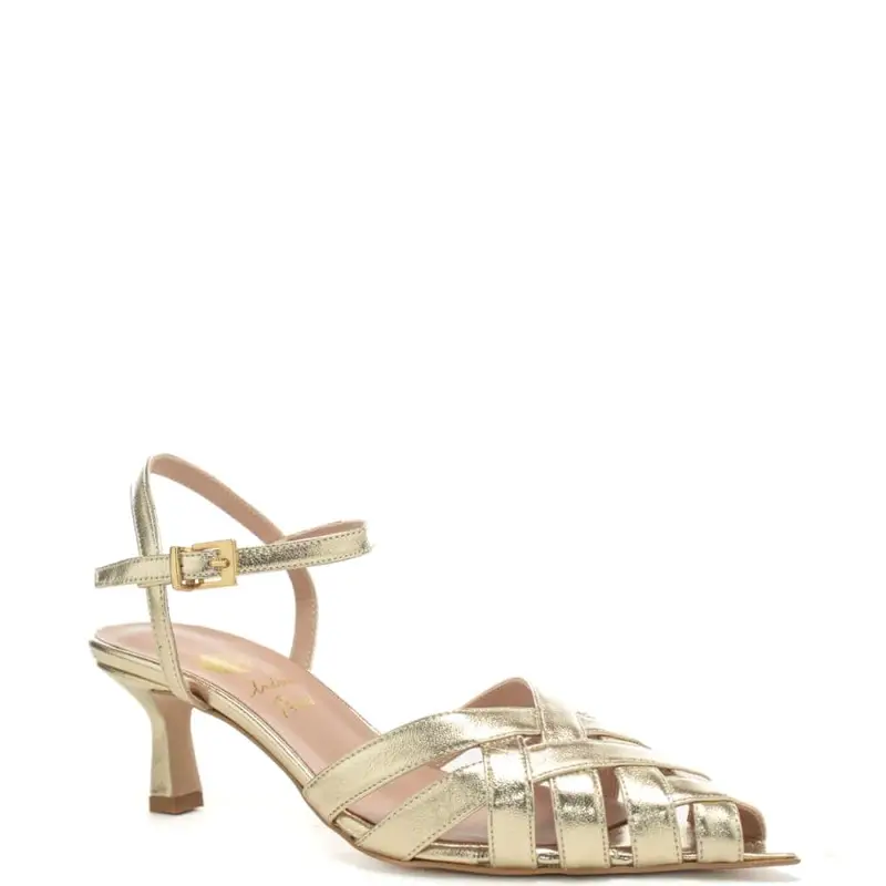 scarpe da donna con design semi aperto a intreccio platino miniatura 3