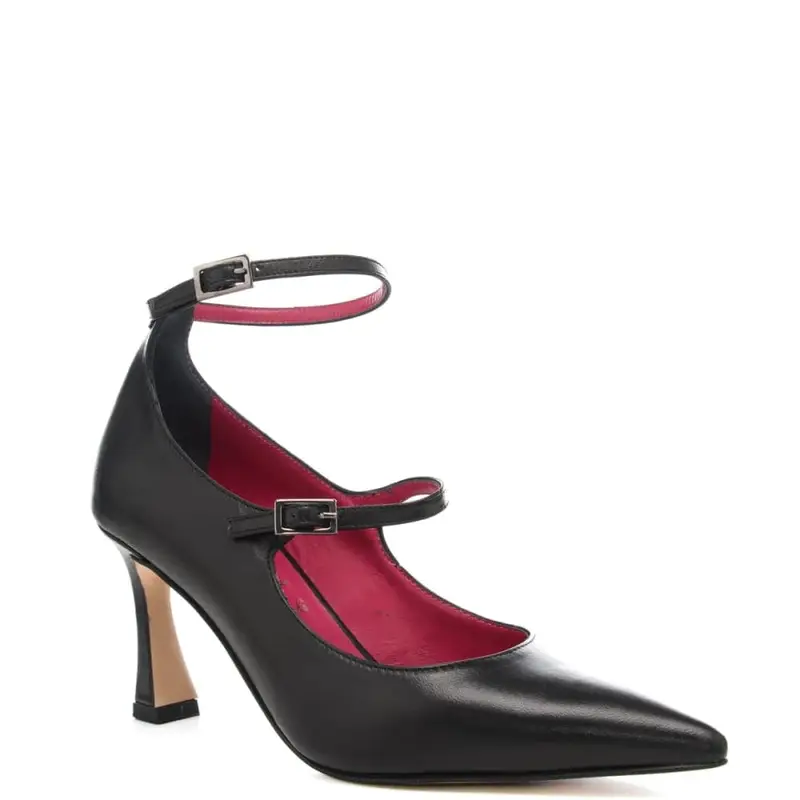 scarpe da donna con doppio cinturino con fibbia nere miniatura 2