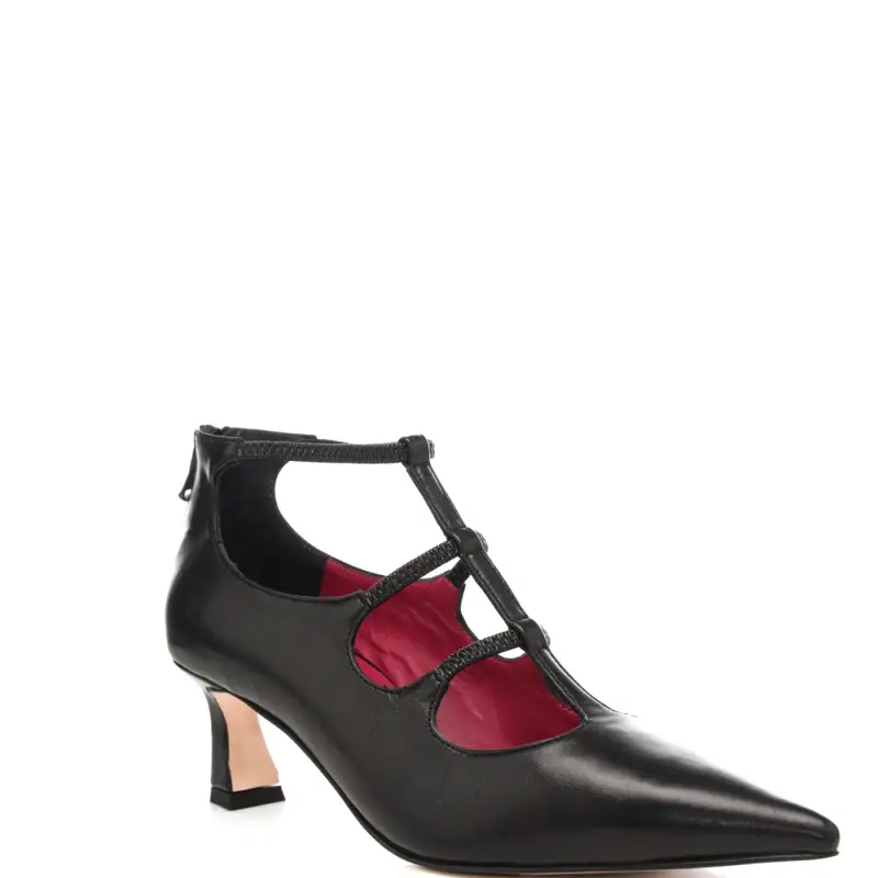 scarpe da donna con tre cinturini sulla parte frontale nere miniatura 2