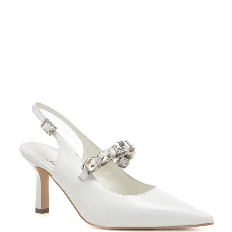 Andrea Pinto slingback da donna con cinturino con maxi strass sul davanti bianco sposa miniatura 2