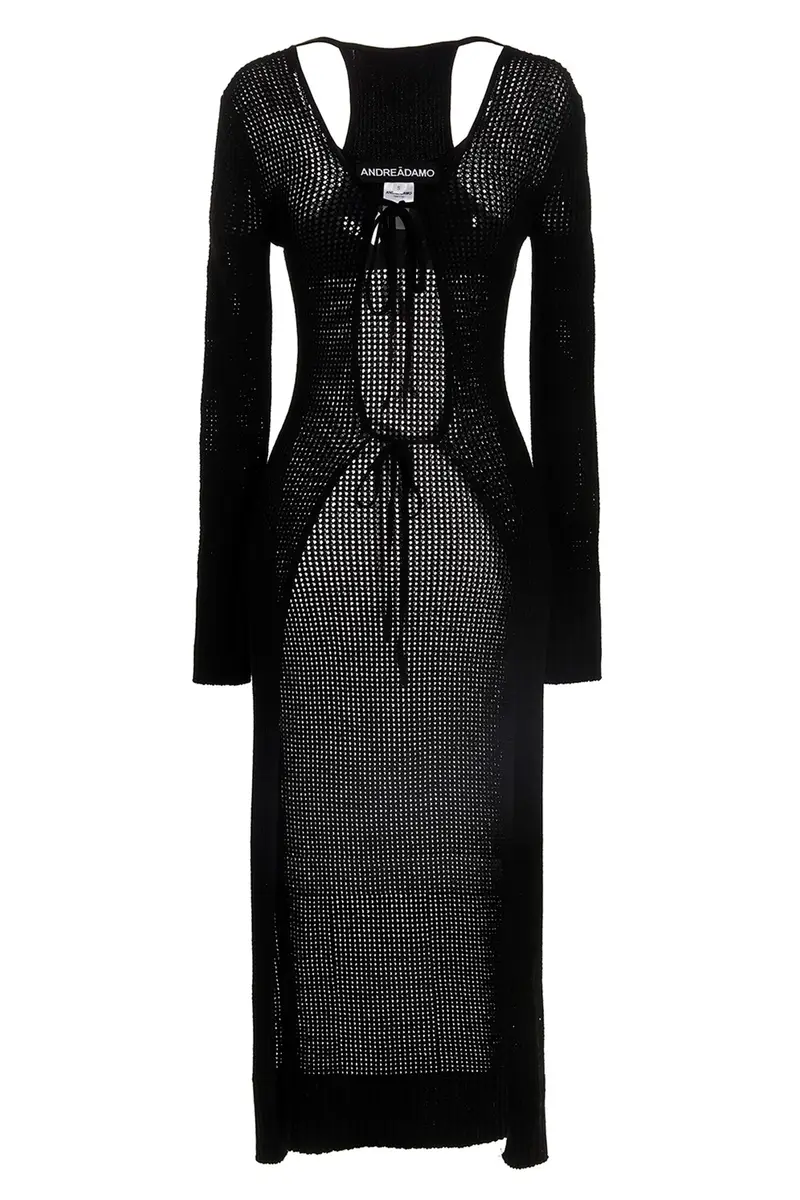 Cardigan Lungo Traforata Nero