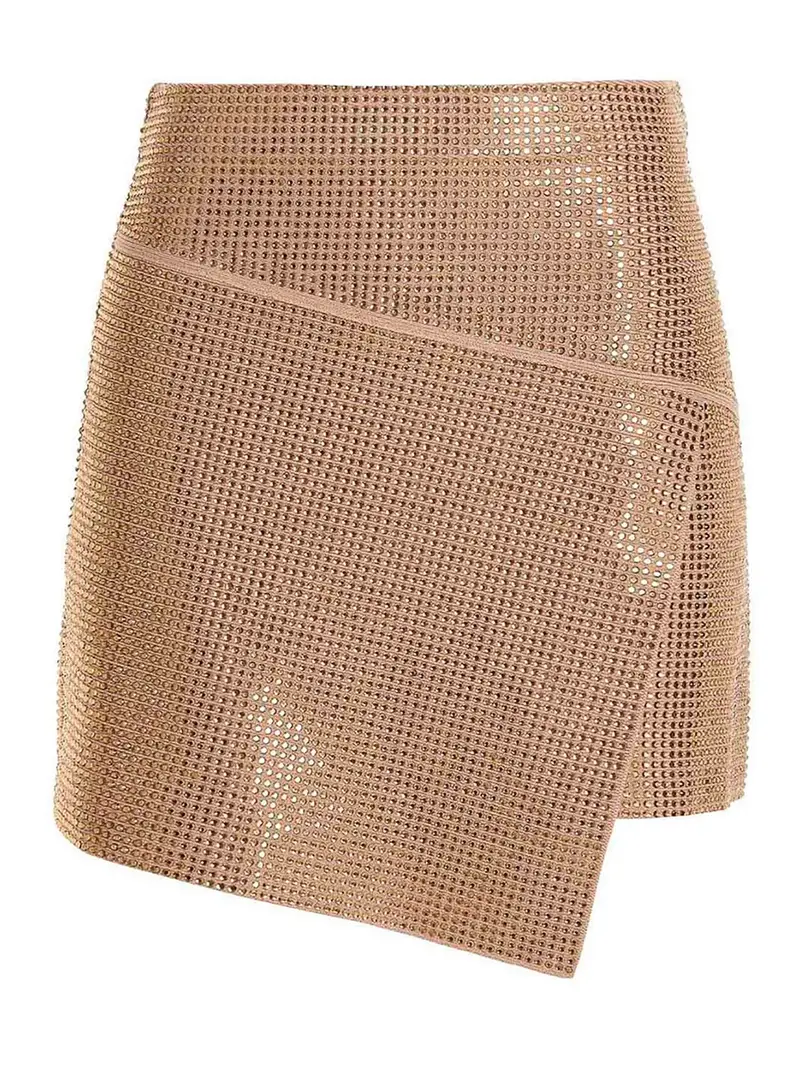 Gonna in maglia con paillettes Beige