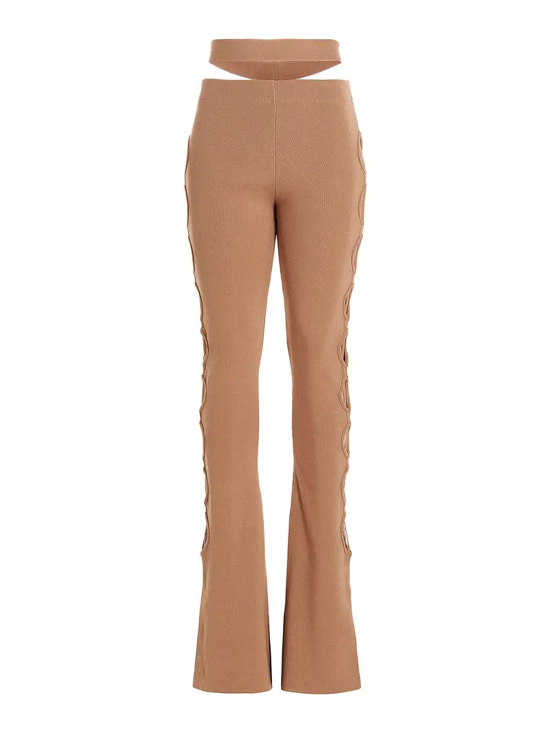 Pantaloni con lacci cut-out Beige