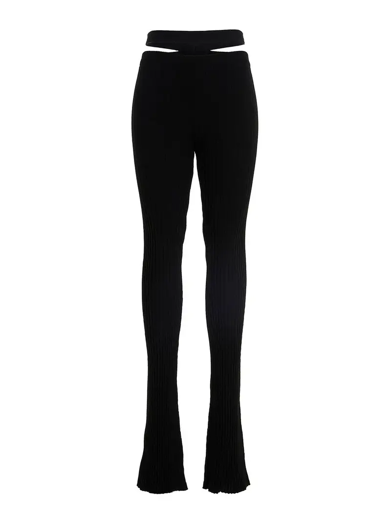 Pantaloni svasati a costine Nero