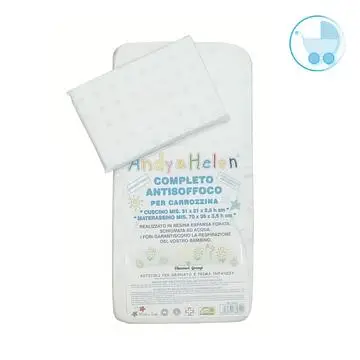 COMPLETO ANTISOFFOCO PER CARROZZINA/CULLA (MATERASSO+CUSCINO) ANDY&HELEN A013