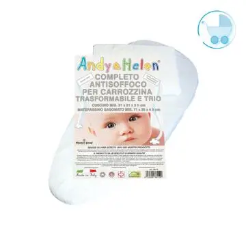 COMPLETO ANTISOFFOCO PER CARROZZINA TRASFORMABILE E TRIO (MATERASSO+CUSCINO) ANDY&HELEN A014