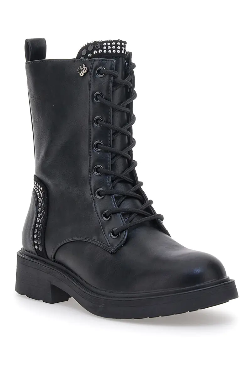 Anfibi Neri con Borchiette e Cerniera Laterale Gian Marco Venturi TR0317 miniatura 2