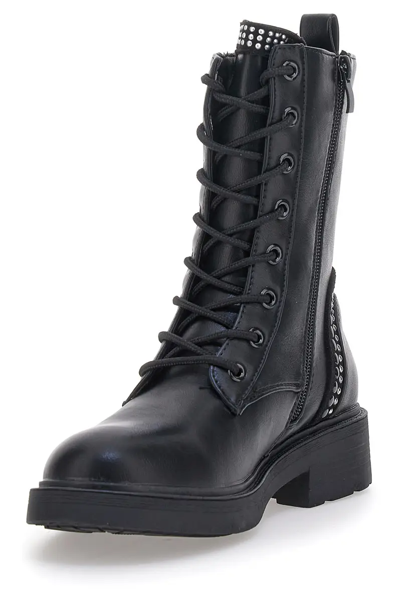 Anfibi Neri con Borchiette e Cerniera Laterale Gian Marco Venturi TR0317 miniatura 3