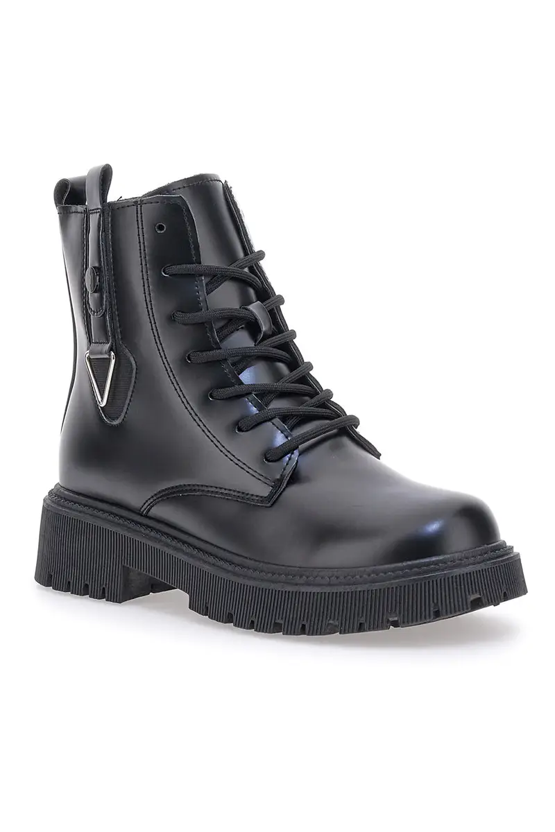 Anfibi Neri Con Lacci e Cerniera Prima Riga 018 miniatura 2