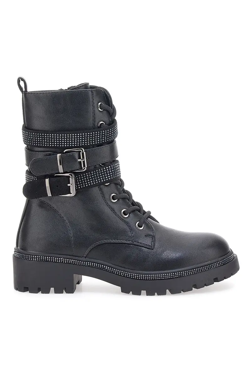 Anfibi Neri Con Strass e Cerniera Laterale Me&Me RQ23WG5