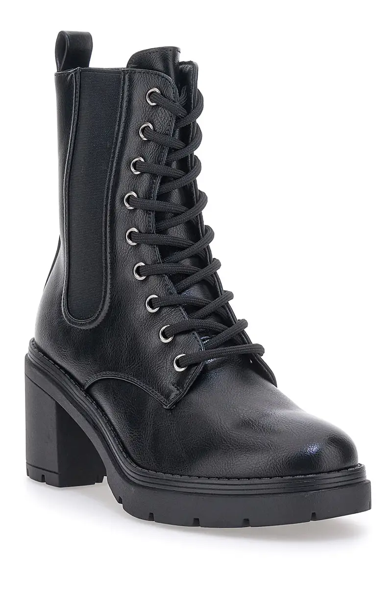 Anfibi neri con tacco a blocco THE FIRST 482 miniatura 2