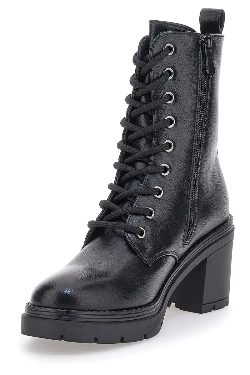 Anfibi neri con tacco a blocco THE FIRST 482 miniatura 3