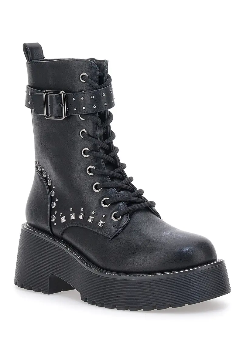 Anfibi Neri Flatform con Borchie e Cinturino Me&Me RQ24W16B miniatura 3