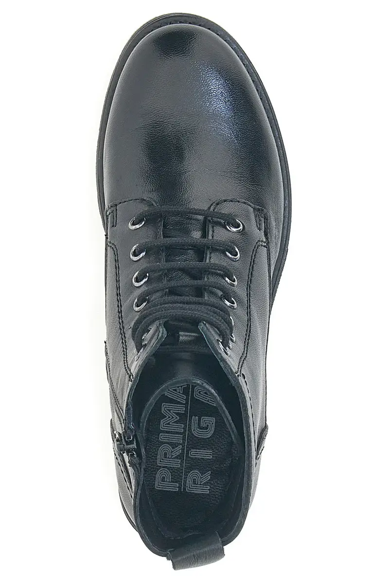 Anfibi neri in pelle con lacci Prima riga LB500 miniatura 3
