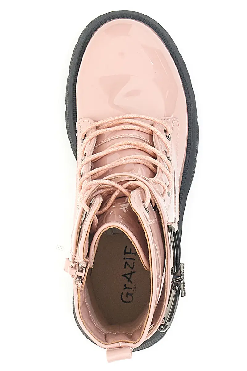 Anfibi Rosa effetto Vernice con Fibbia Decorativa GRAZIE 39P248W miniatura 3