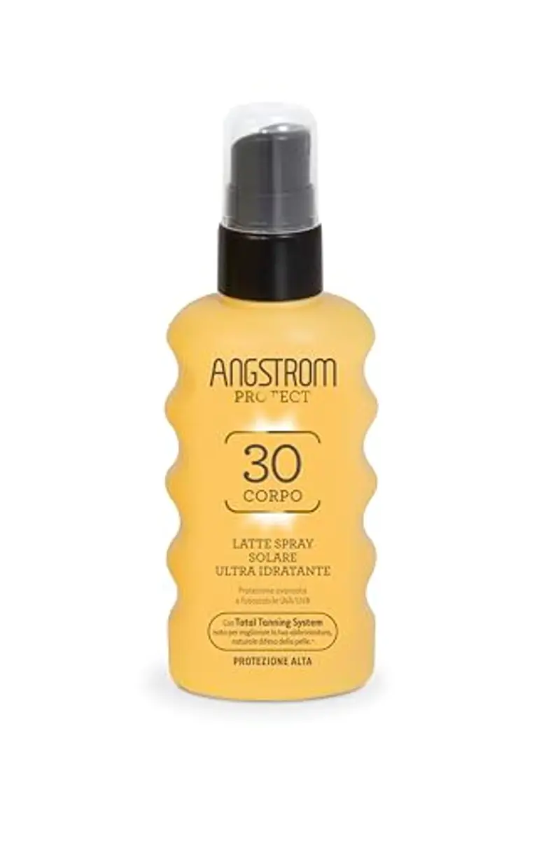 Angstrom Protect Latte Solare Spray Corpo SPF 30, Azione Idratante e Duratura, Indicata per Pelli Sensibili, 175 ml
