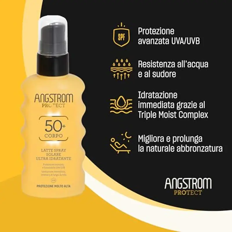 Angstrom Protect Latte Solare Spray Corpo SPF 50+, Azione Idratante e Duratura, Indicata per Pelli Sensibili, 175 ml miniatura 3