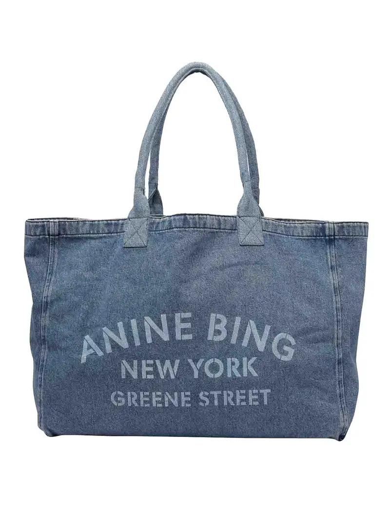 Borsa tote in denim Leo Blu