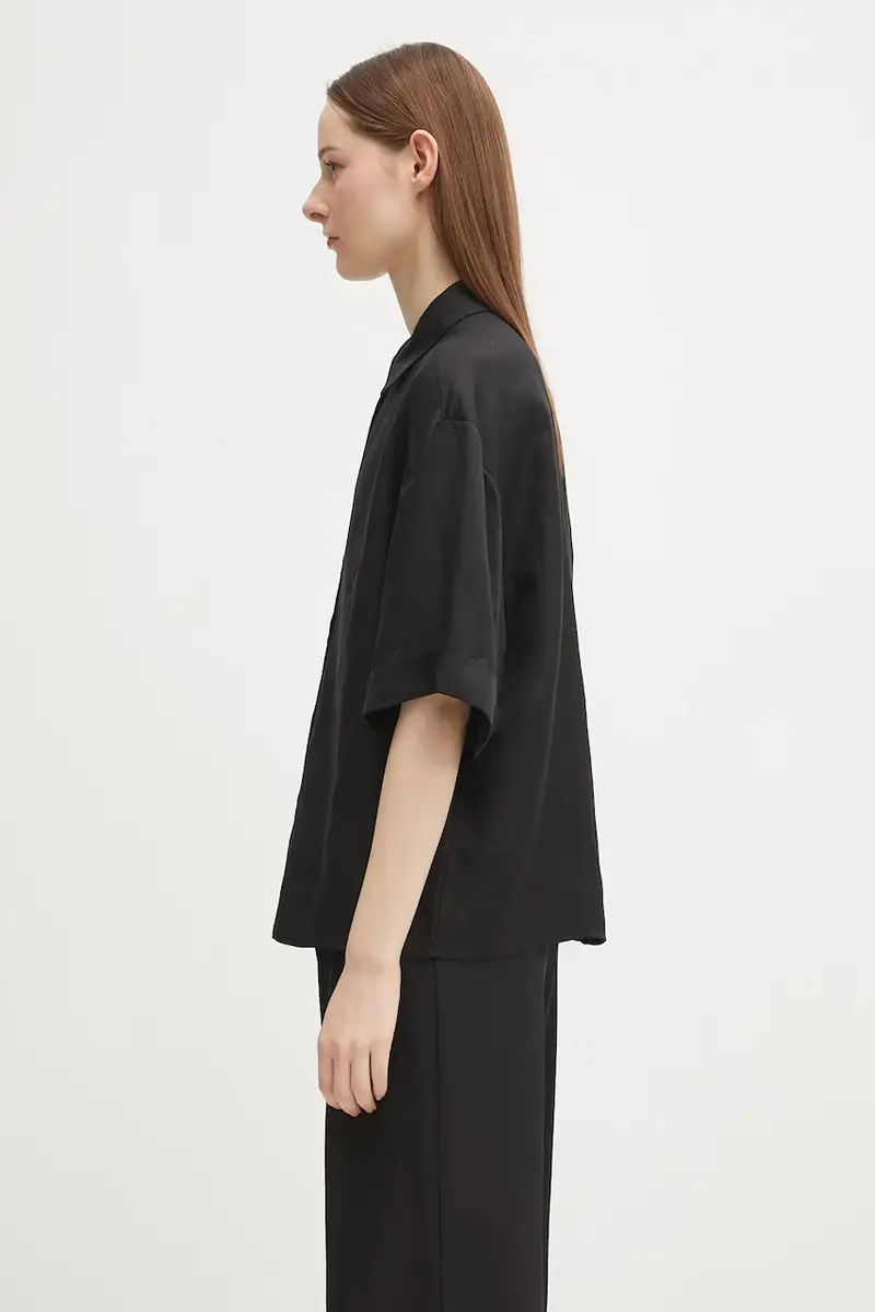 camicia in lino misto coco donna colore nero A.07.11130 miniatura 2