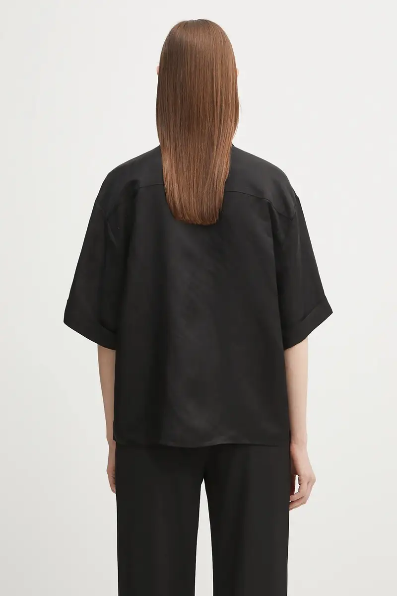 camicia in lino misto coco donna colore nero A.07.11130 miniatura 3