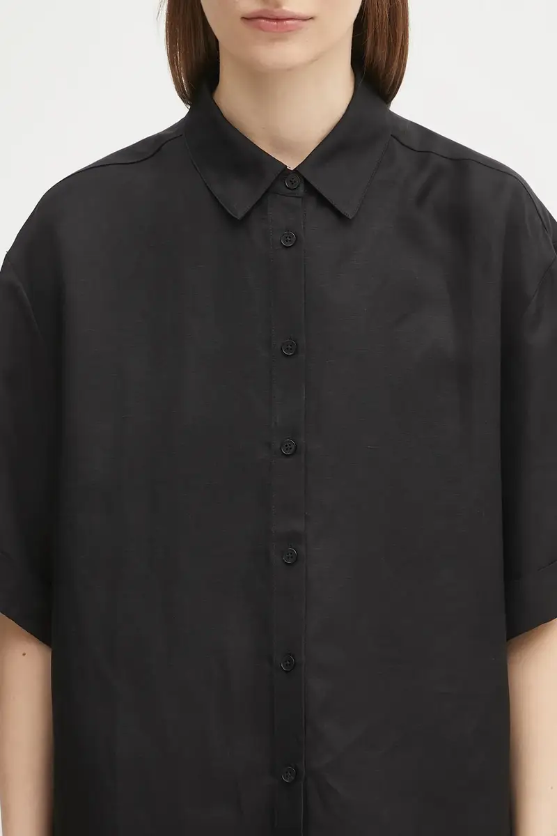 camicia in lino misto coco donna colore nero A.07.11130 miniatura 4