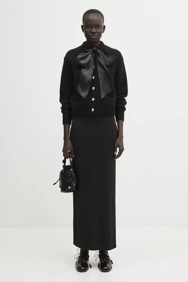 cardigan con lana rhodes colore nero A.09.10577 miniatura 4