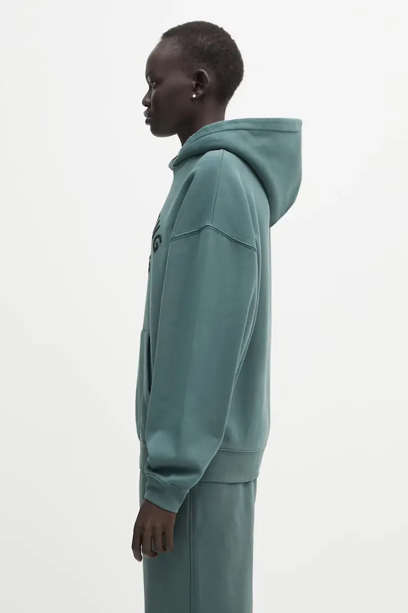 felpa in cotone harvey donna colore verde con cappuccio con applicazione A.08.11526 miniatura 2