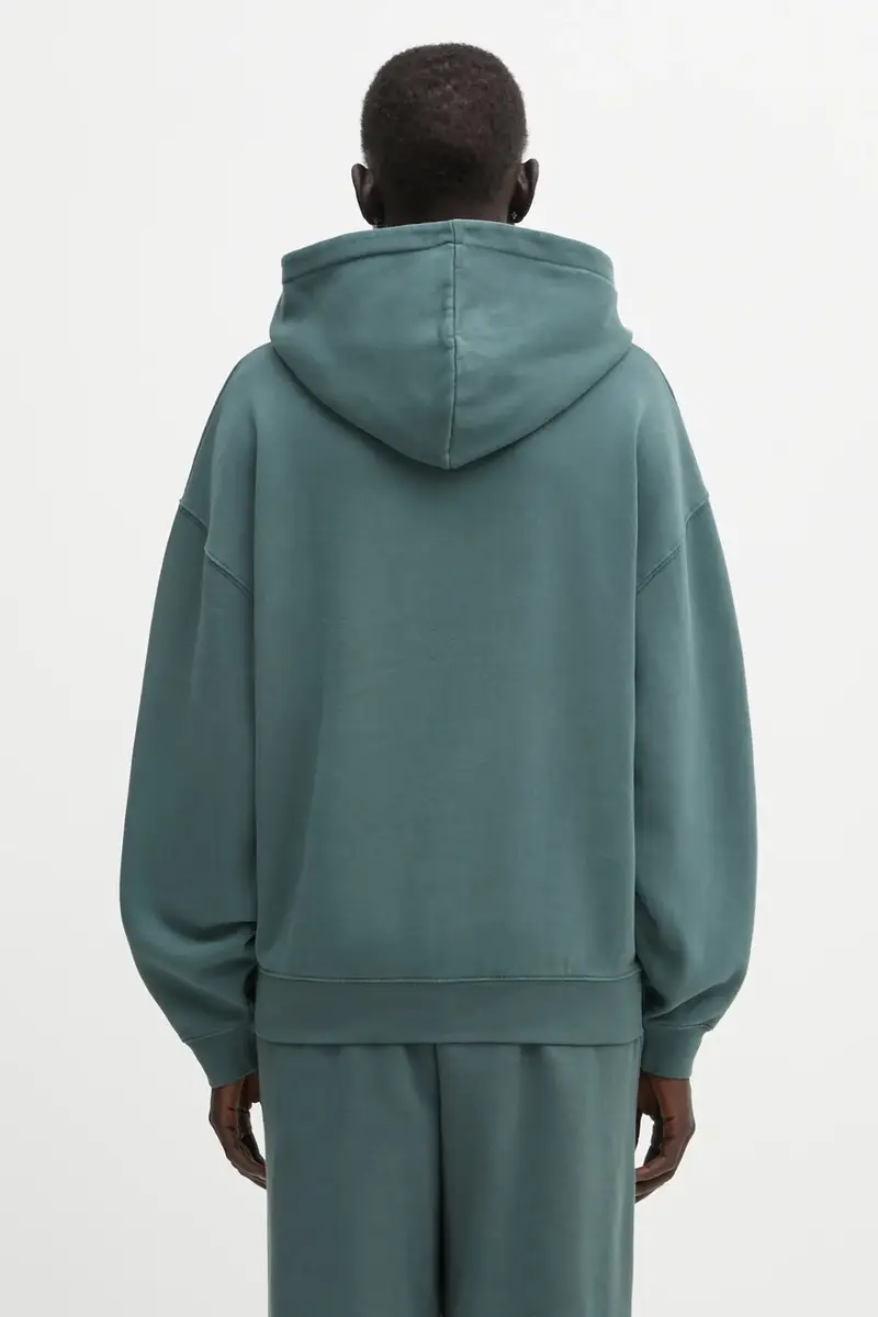 felpa in cotone harvey donna colore verde con cappuccio con applicazione A.08.11526 miniatura 3