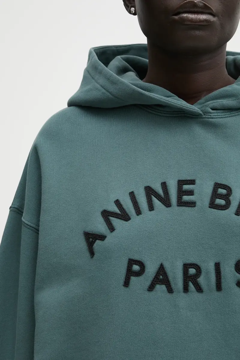 felpa in cotone harvey donna colore verde con cappuccio con applicazione A.08.11526 miniatura 4