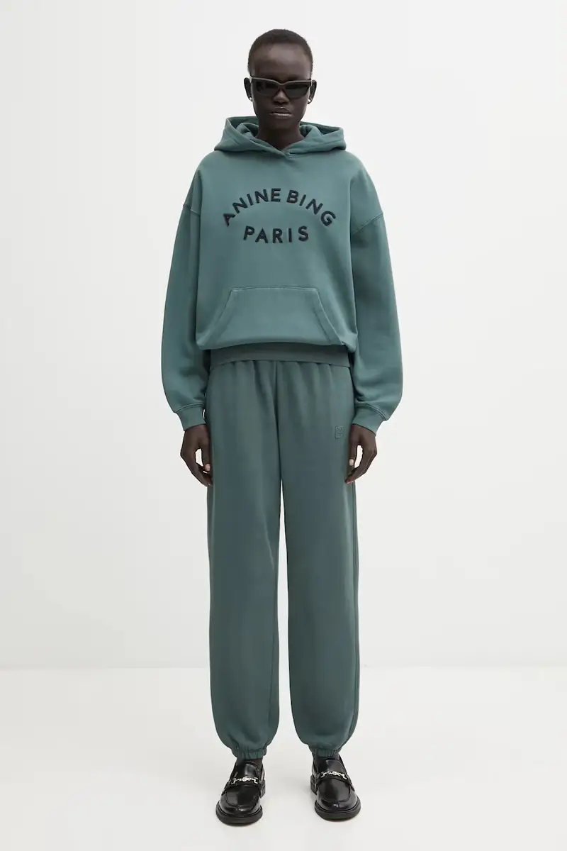 felpa in cotone harvey donna colore verde con cappuccio con applicazione A.08.11526 miniatura 5