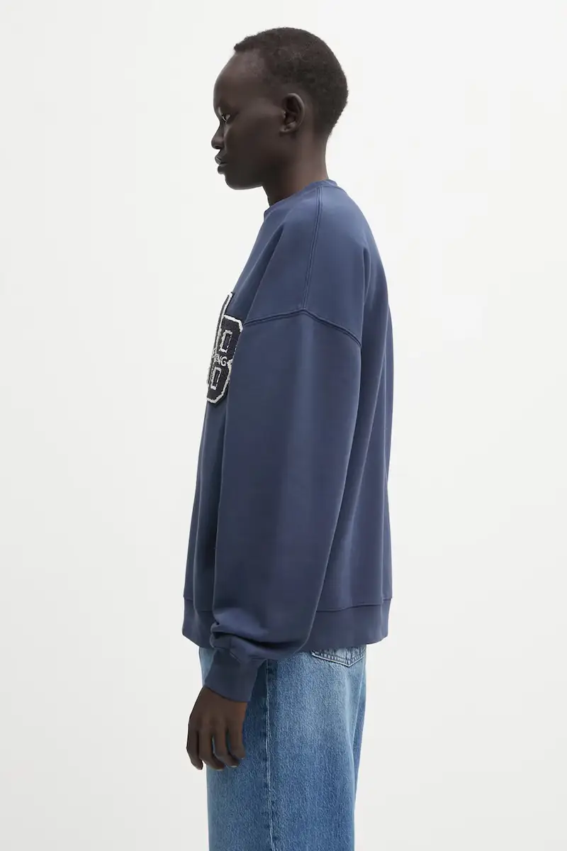 felpa in cotone miles donna colore blu navy con applicazione A.08.11727 miniatura 2