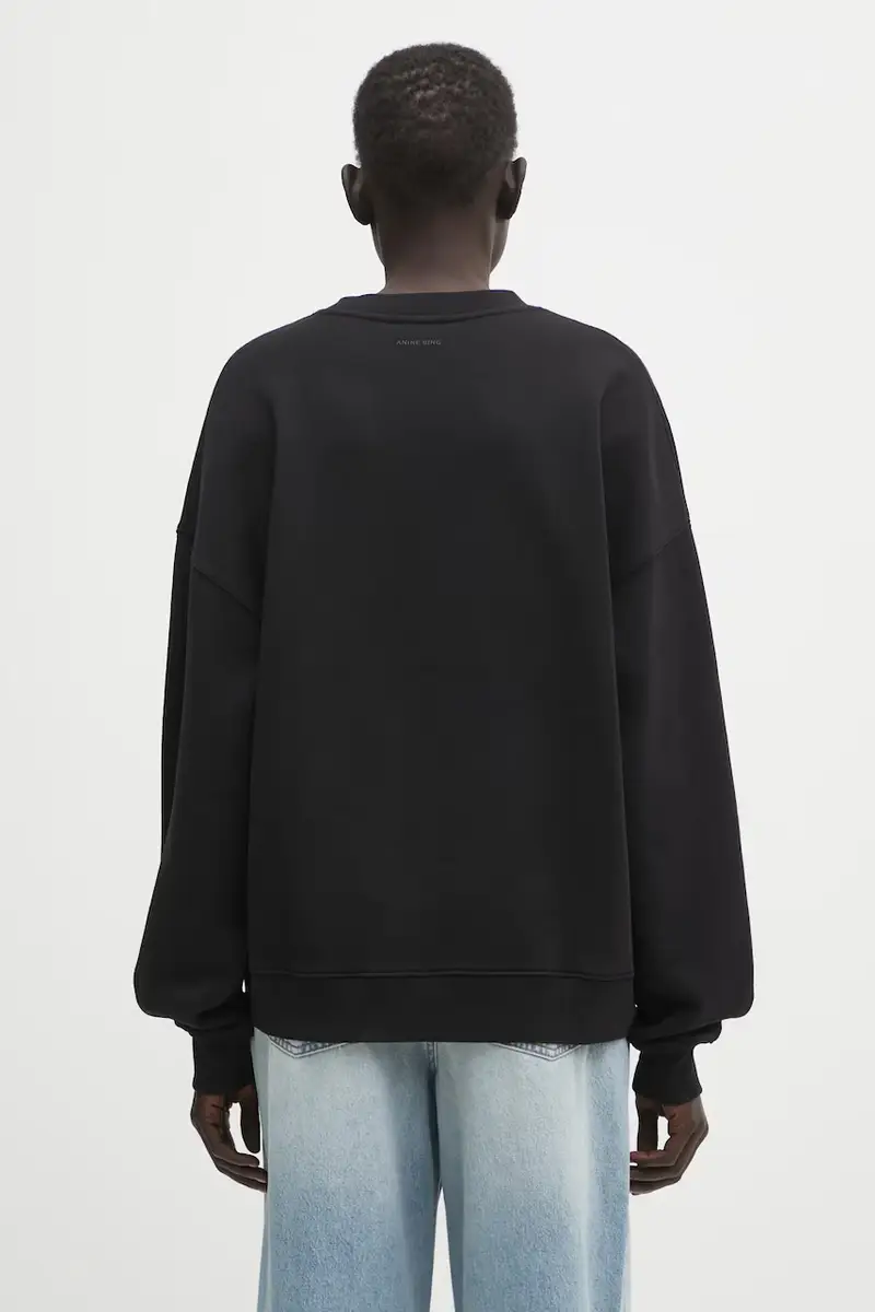 felpa in cotone miles donna colore nero con applicazione A.08.11374 miniatura 3