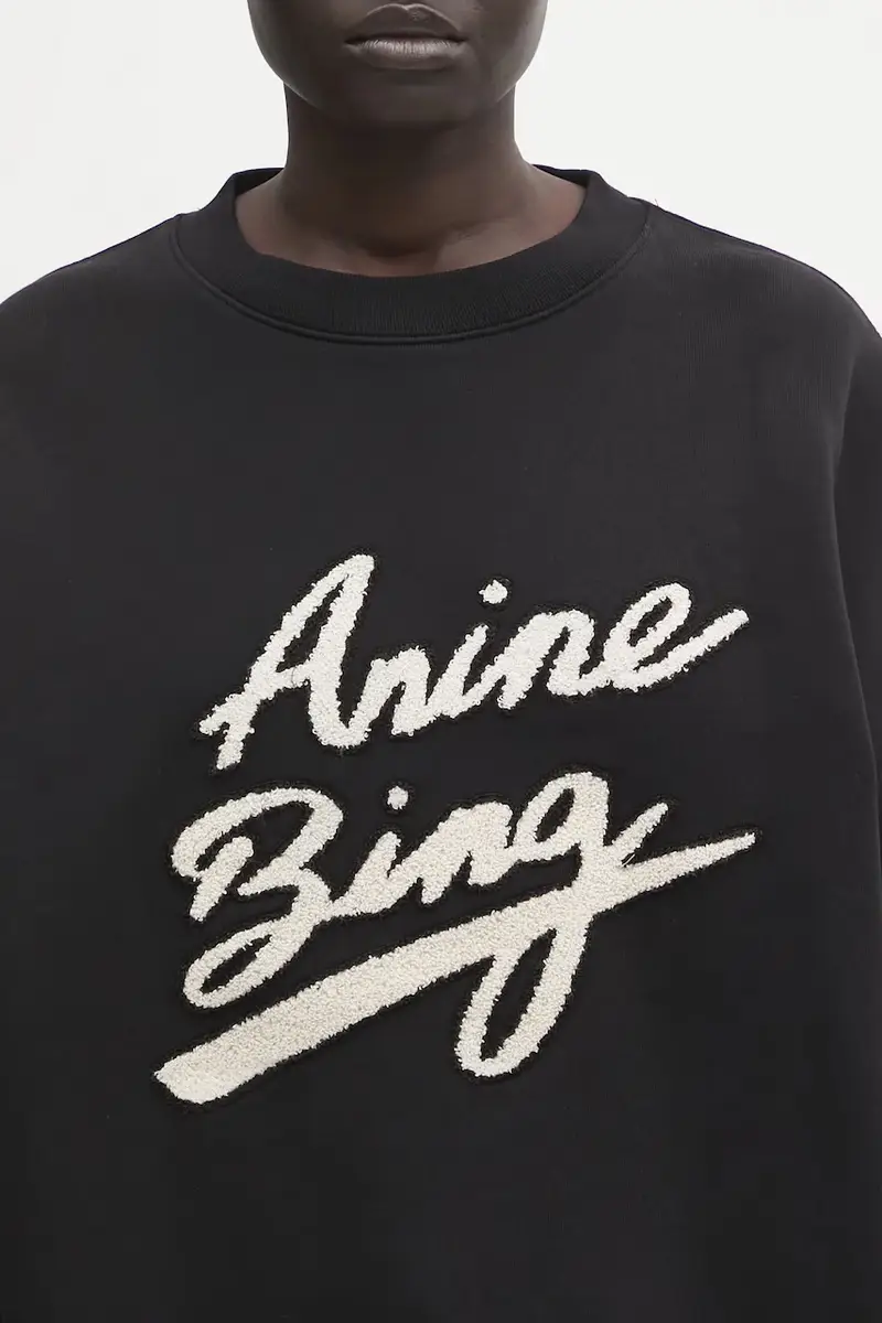 felpa in cotone miles donna colore nero con applicazione A.08.11374 miniatura 4