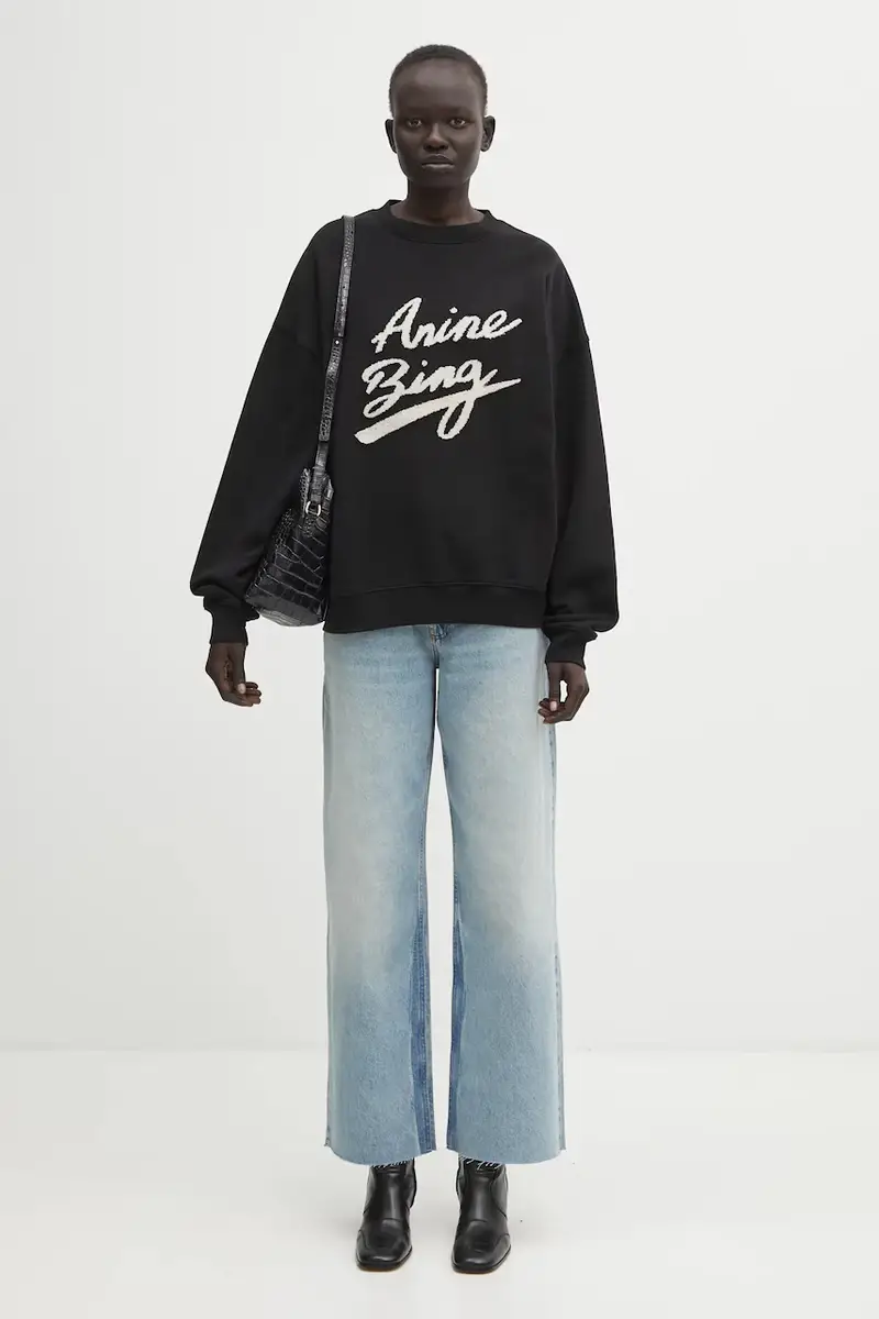 felpa in cotone miles donna colore nero con applicazione A.08.11374 miniatura 5