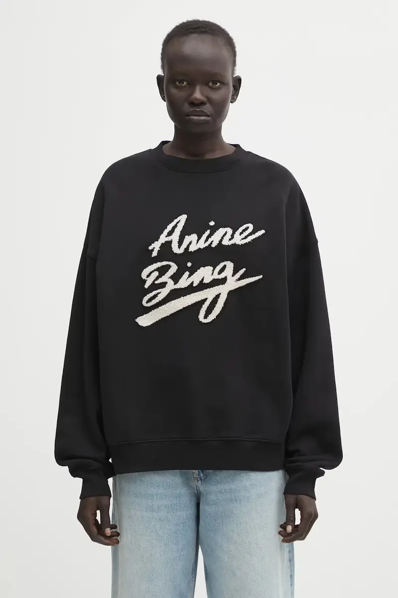 felpa in cotone miles donna colore nero con applicazione A.08.11374