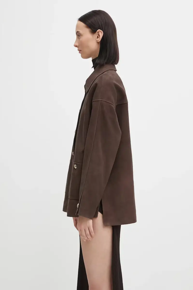 giacca in pelle scamosciata luca colore marrone A.01.11854 miniatura 2