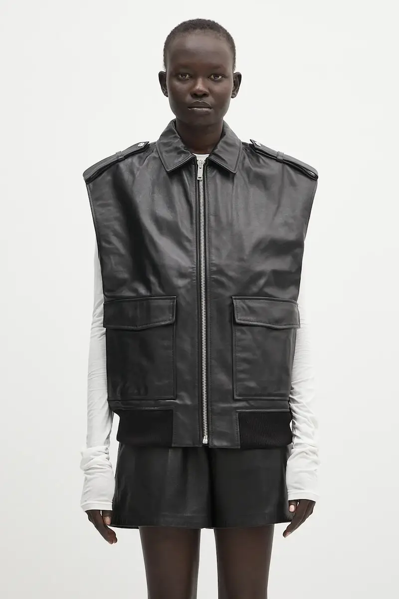 gilè in pelle Sonnie Vest colore nero A.01.10647