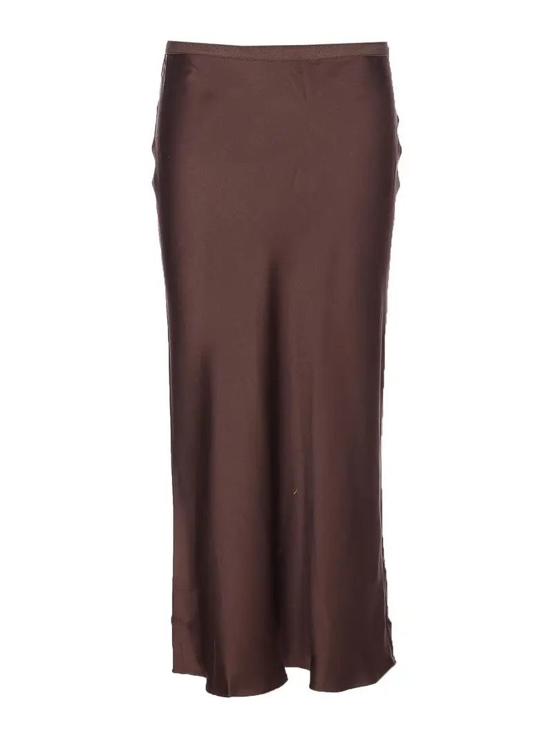 Gonna in seta bar marrone scuro