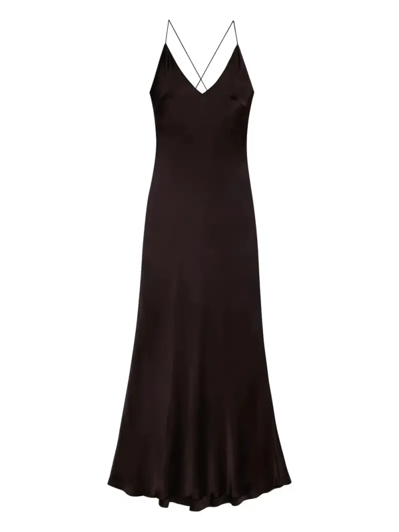 Anine Bing Maxi Dress Marrone in Seta