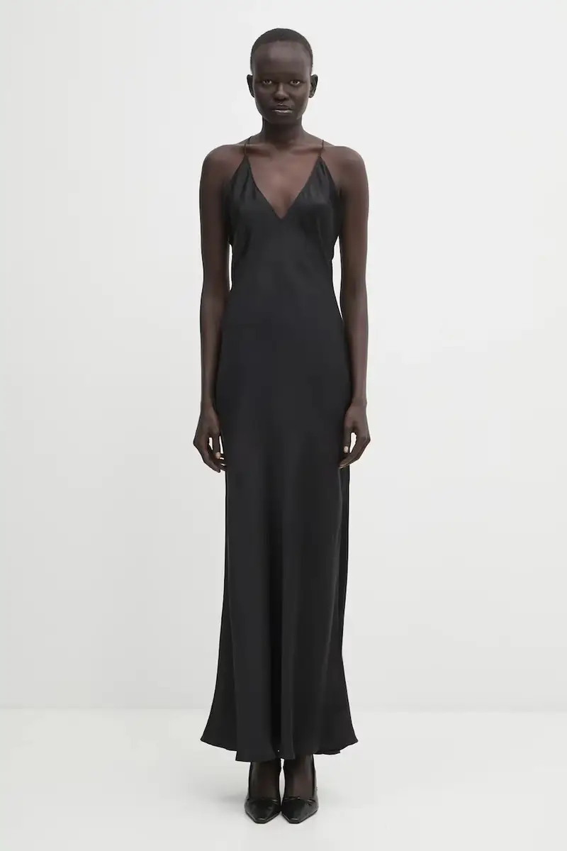 vestito con seta laurel colore nero A.02.11285