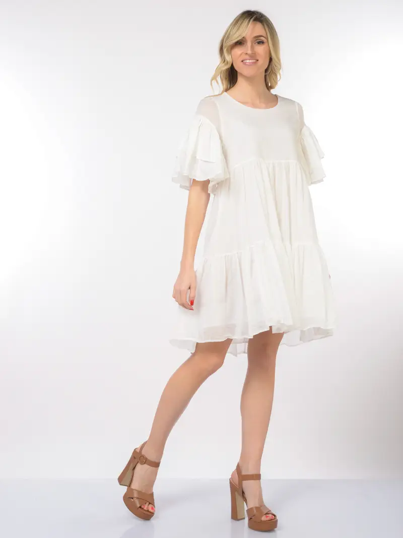 abito corto da donna Aniye By Butterfly Zena con balze Bianco miniatura 2