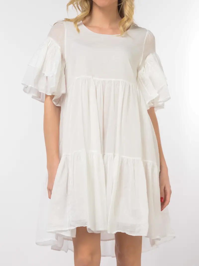 abito corto da donna Aniye By Butterfly Zena con balze Bianco