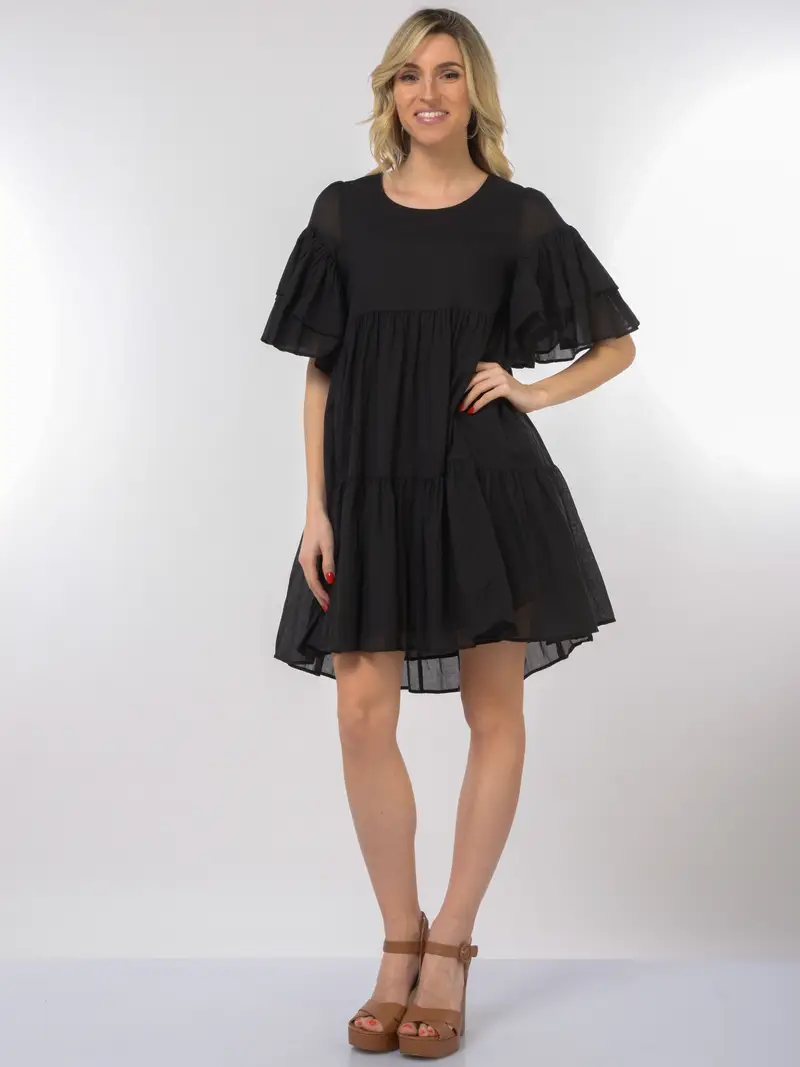 abito corto da donna Aniye By Butterfly Zena con balze NERO miniatura 2