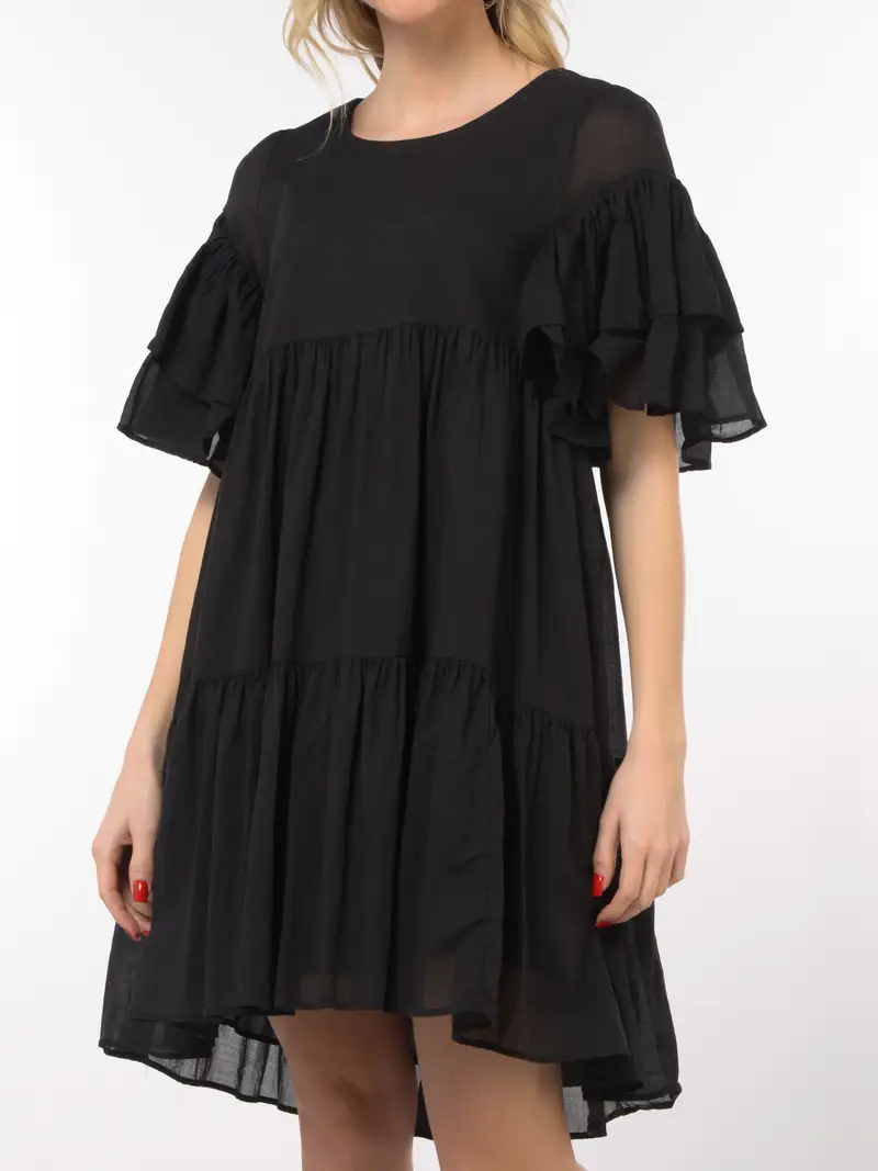 abito corto da donna Aniye By Butterfly Zena con balze NERO