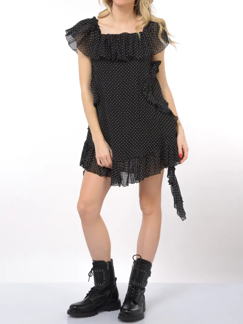 abito corto da donna Aniye By Frill Lily a pois NERO