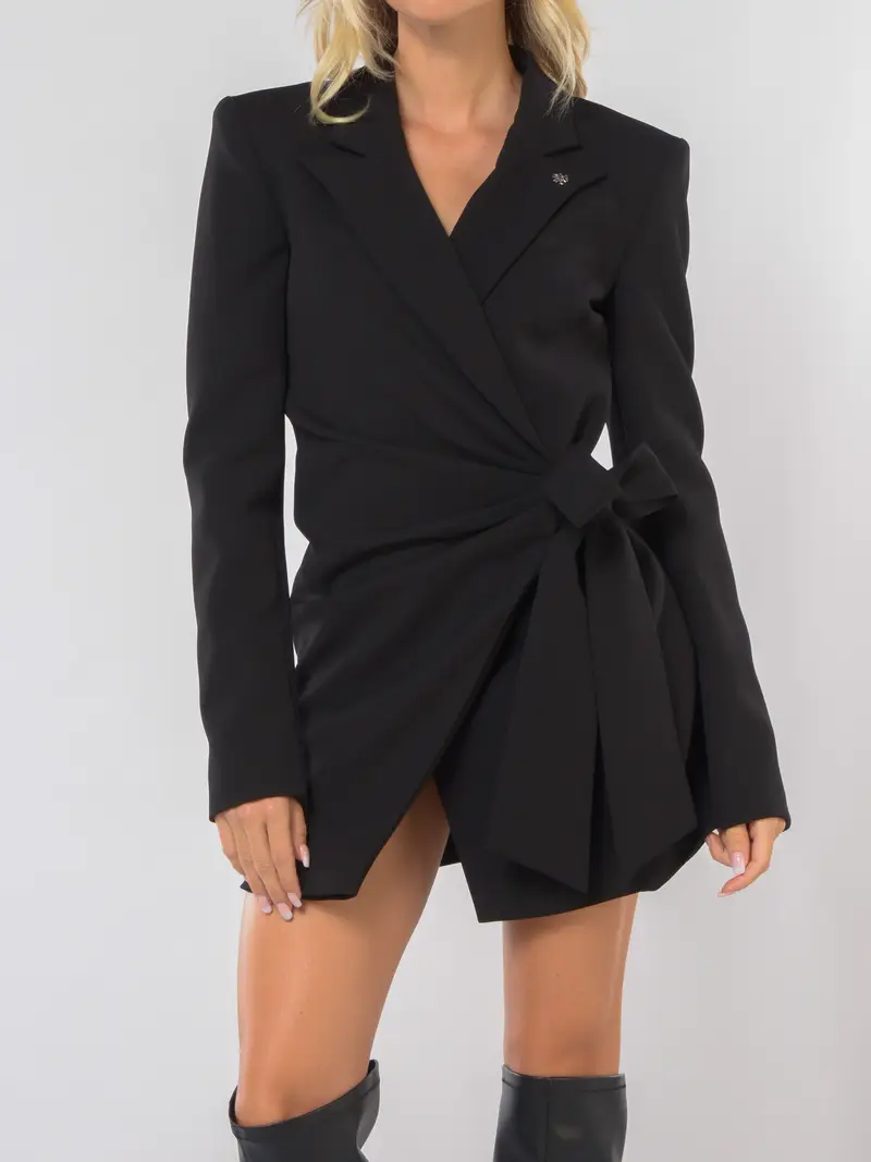 abito corto da donna Aniye By Knot Blazer Ivy con fiocco NERO