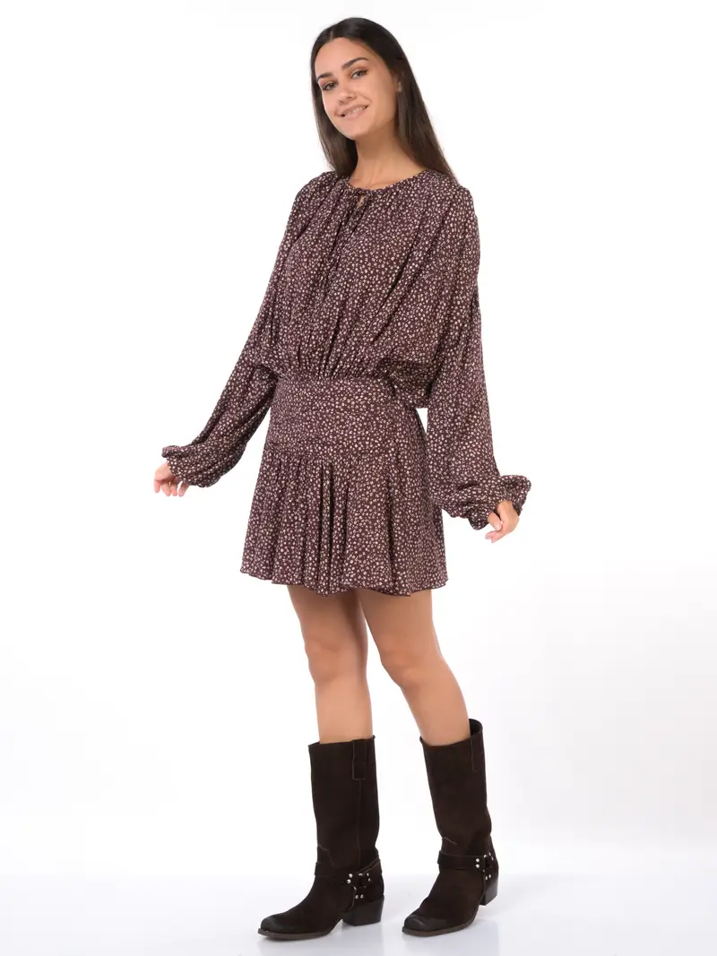 abito corto da donna Aniye By Puffy a fantasia a fiori MARRON miniatura 2