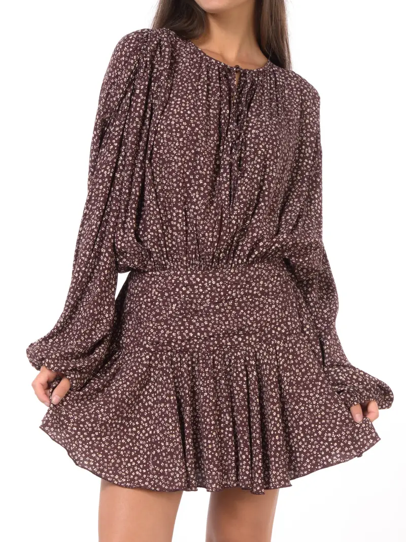 abito corto da donna Aniye By Puffy a fantasia a fiori MARRON