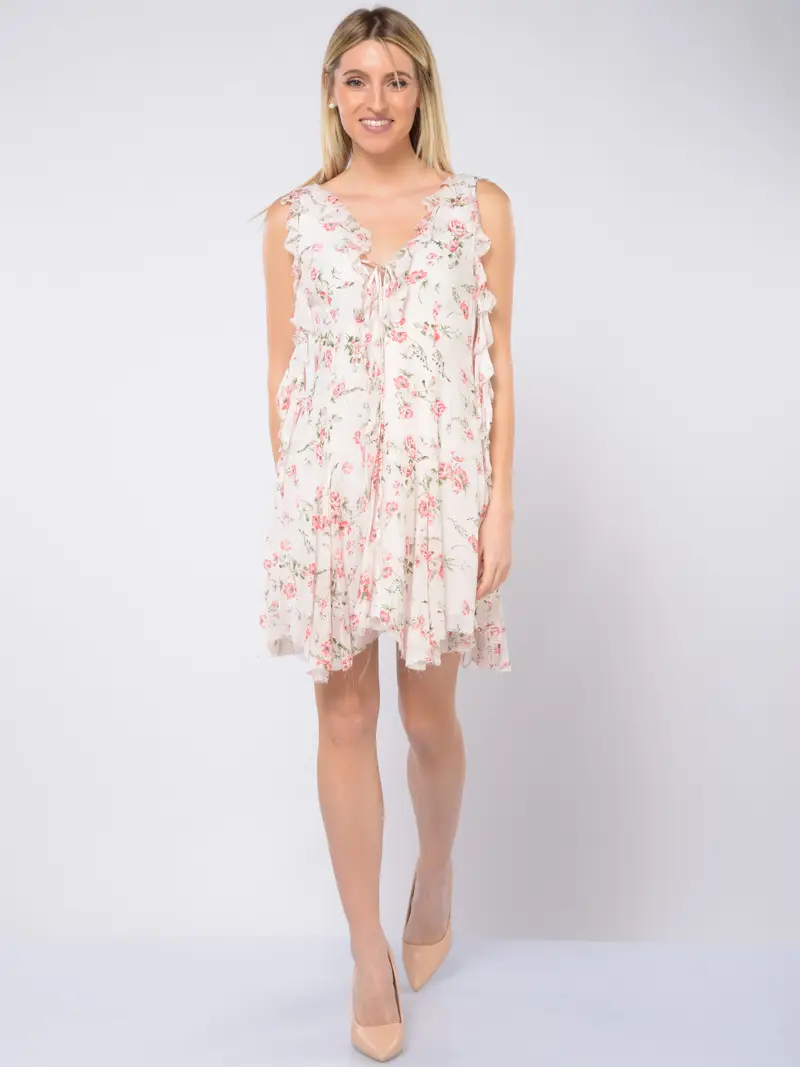 abito corto da donna Aniye By Rouches Edy a fiori Bianco miniatura 2